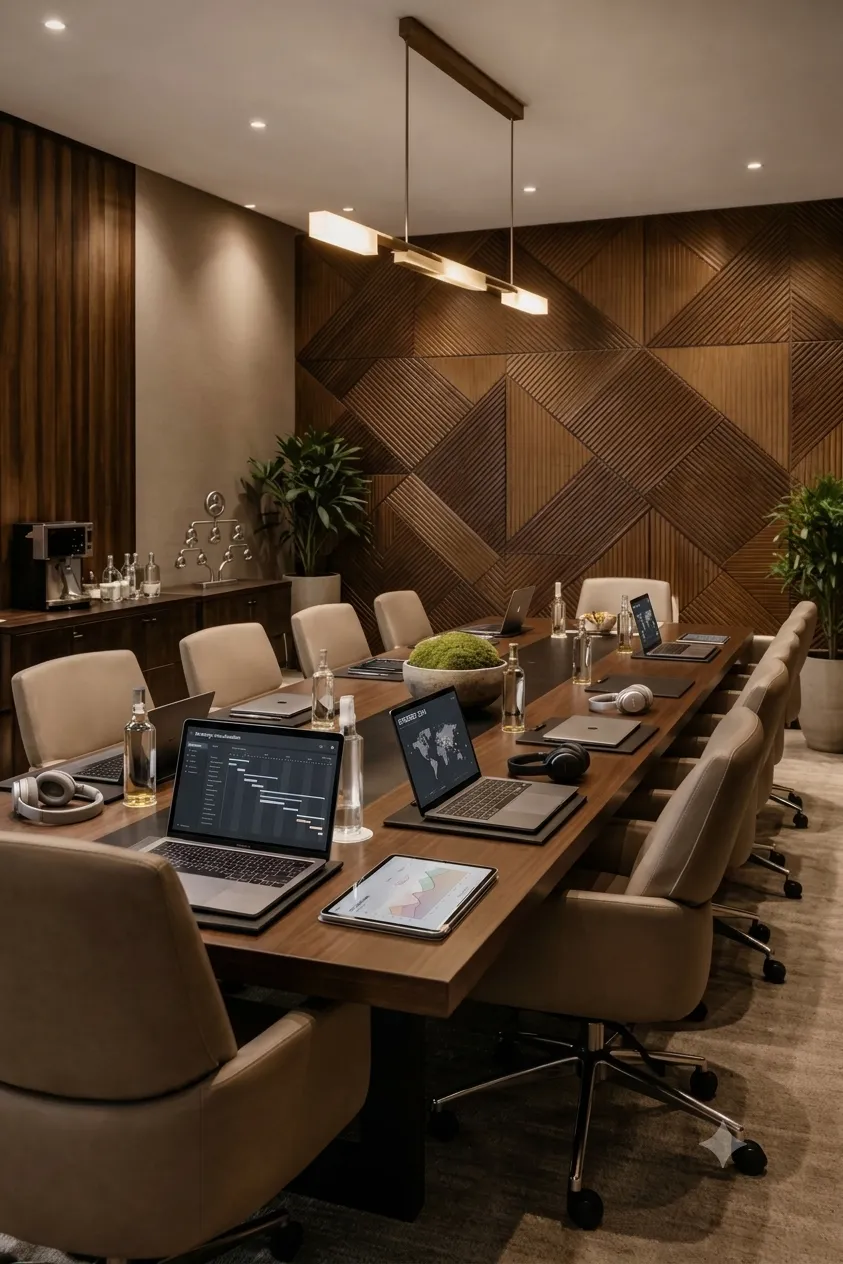 Modern office interior design in Kolkata by Agnimitra Interior Design, featuring contemporary workstations, organised layouts, elegant finishes and comfortable lighting for a professional workspace.