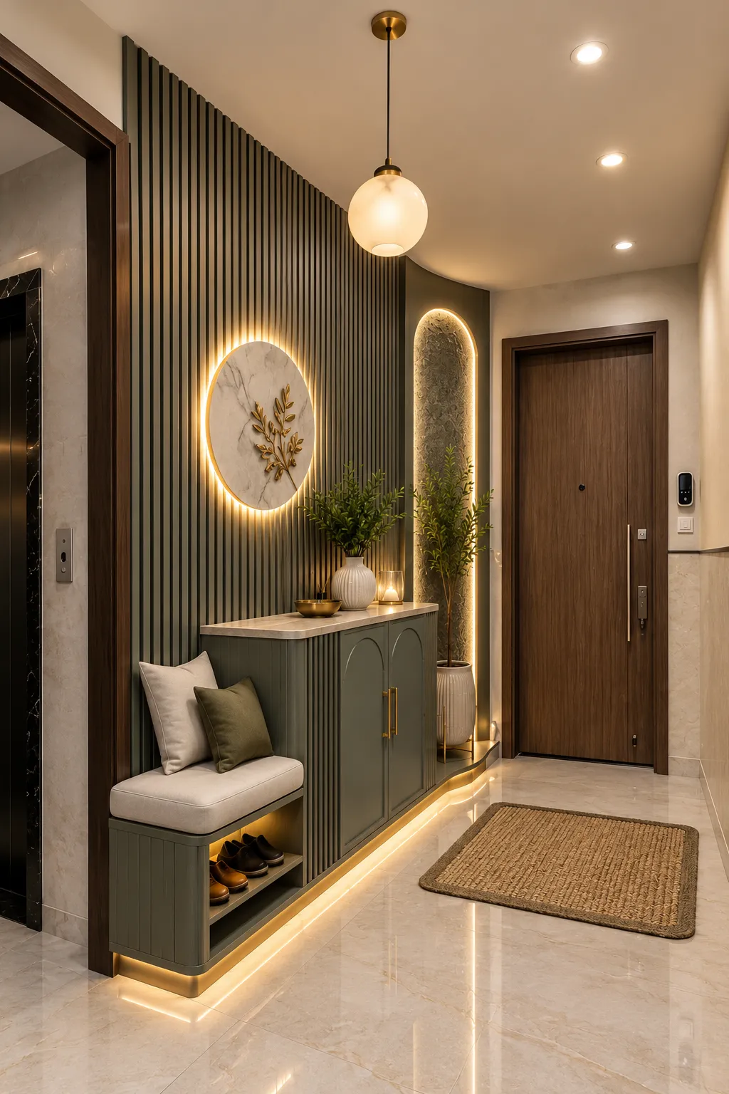 Beautiful home interior design in Dum Dum, Kolkata, featuring modern furniture, elegant wall finishes, decorative lighting, thoughtful space planning and a harmonious colour palette by Agnimitra Interior Design.