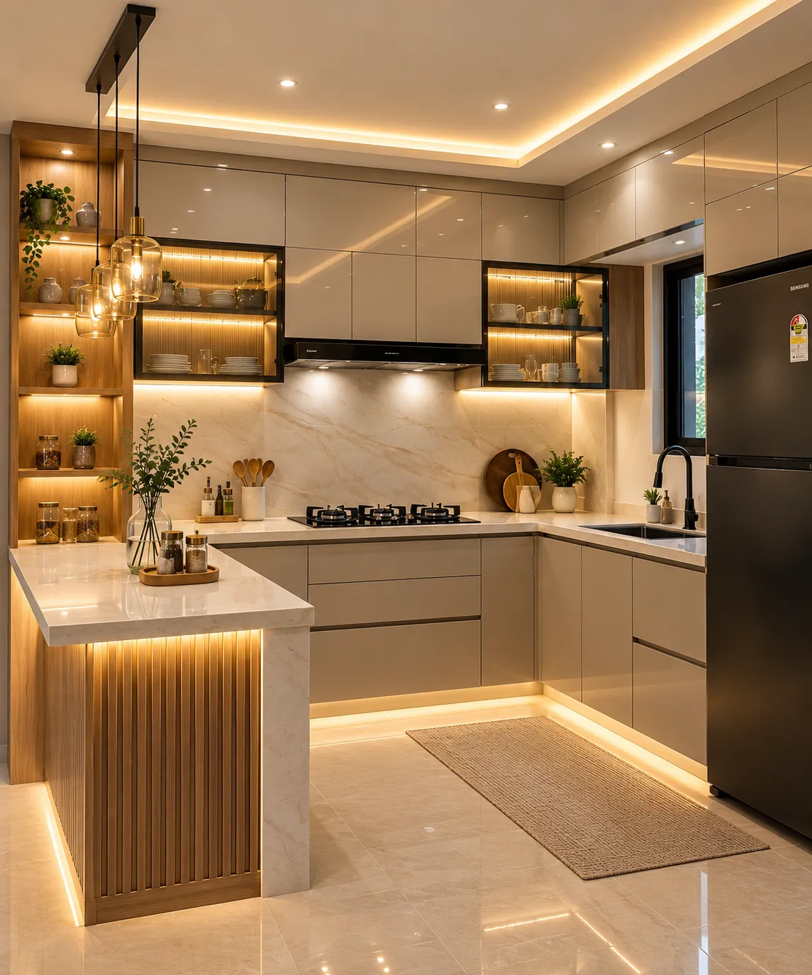 Modern modular kitchen design in New Alipore by Agnimitra Interior Design, with practical layouts, customised storage, cabinets, finishes and efficient kitchen planning.