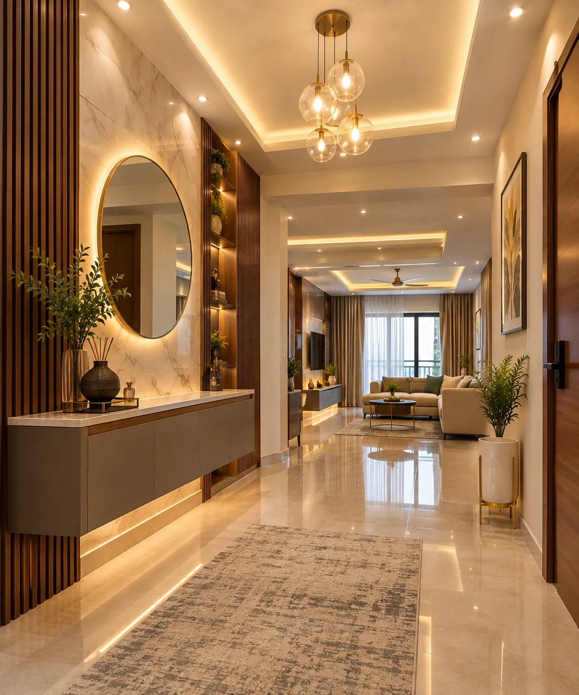 Modern residential interior design by Agnimitra Interior Design, featuring practical space planning, elegant finishes, and customised furniture for homes in Amtala, West Bengal. Caption: