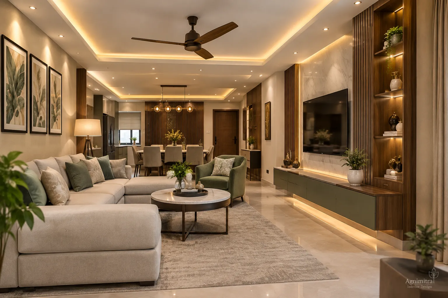 Modern Living Room Interior Design in Amtala