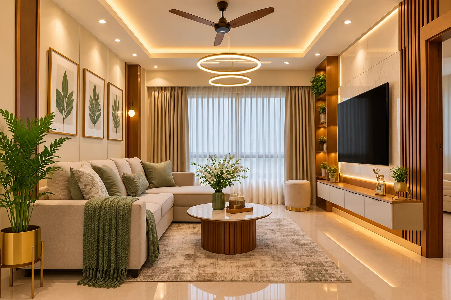 Modern Living Room Interior Design in Thakurpukur, Kolkata  Agnimitra Interior Design