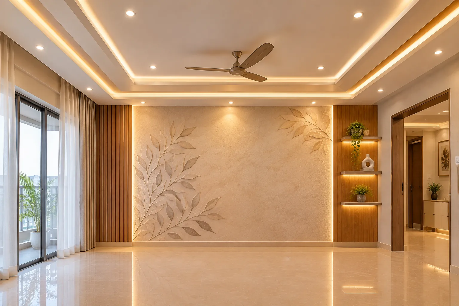 Modern home painting design featuring coordinated wall colours, elegant colour combinations, and smooth interior finishes for residential spaces by Agnimitra Interior Design in Thakurpukur, Kolkata.