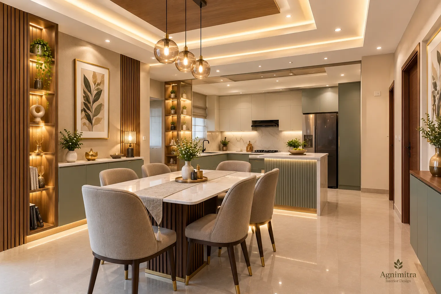 Agnimitra Interior Design specialises in home interior design in Diamond Harbour, offering practical and stylish solutions for houses, flats and apartments. Our services include modular kitchen design, bedroom interiors, living room decoration, customised wardrobes, TV unit design, false ceilings, decorative wall finishes and interior lighting. We focus on smart space planning, functional furniture, coordinated colours and suitable materials to create comfortable residential interiors tailored to homeowners' needs and budgets.